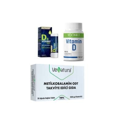 Venatura Vitamin B12 30 Tablets+nutraxin Vitamin D3 10 Ml Drops+ Voonka Vitamin D 102 Capsules