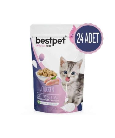 Bestpet Kitten Pouch Jelly Chicken Meat Kitten Cat Wet Food 85 gr X 24