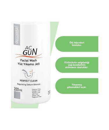 Dermoskin Acgun Face Wash Gel for Acne and Spotty Skin 200 Ml - Buy Online on GoSupps.com