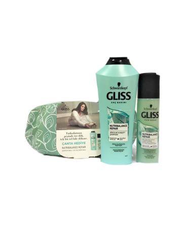 Gliss Nutribalance Repair Shampoo 360 Ml + Liquid Conditioner 200 Ml (with Gift Bag)