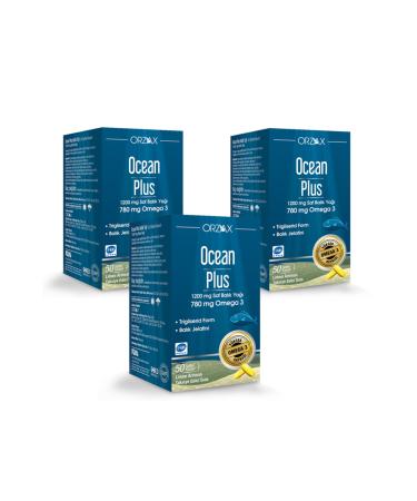 Ocean Plus 1200 Mg Fish Oil 50 Capsules Lemon Flavored X 3 Pieces