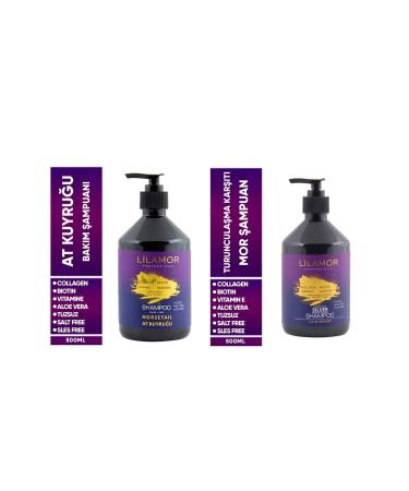Lilamor Salt-Free Shampoo Ponytail Shampoo 500ml + Salt-Free Silver Purple Shampoo 500ml