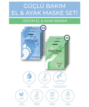 Juvenis Wheat Oil Vitamin E Moisturizing Anti-Crack 6-Piece Powerful Hand and Foot Mask Care Set