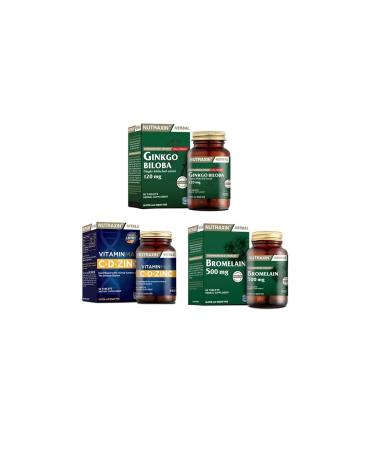 Nutraxin Ginkgo Biloba 60 Tablets + Vitamin Max (c d zinc) 60 Tablets + Bromelain 60 Capsules