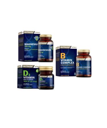 Nutraxin Vitamin D3 1000 Iu 120 Tablets + B Vitamin Complex 60 Tablets + Magnesium 250 Mg 60 Tablets