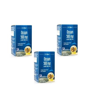 Ocean Ocean 500 Mg Fish Oil Lemon Flavored 60 Softgel Capsules*3 Pieces