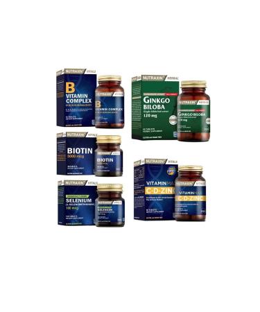 Nutraxin Ginkgo Biloba 60 Tablet+selenium+biotin+vitamin Max(c d zinc)+b Vitamin Complex