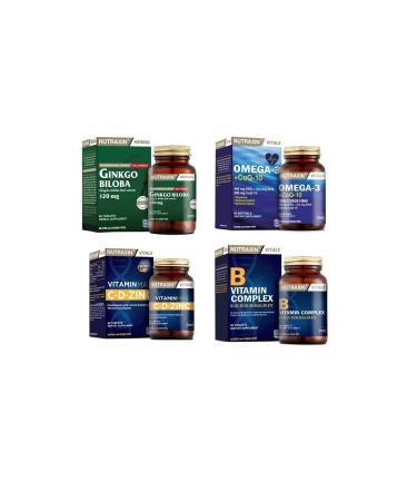 Nutraxin Ginkgo Biloba 60 Tablet+omega 3 +coq-10(coenzyme)60 Capsule+vitamin Max (c d zinc)+Vitamin B