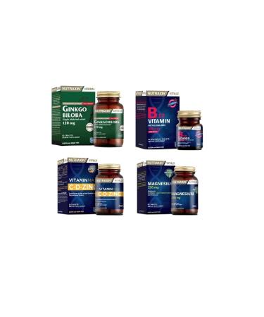 Nutraxin Ginkgo Biloba 60 Tablets + Vitamin Max (c d zinc) + Vitamin B12 + Magnesium