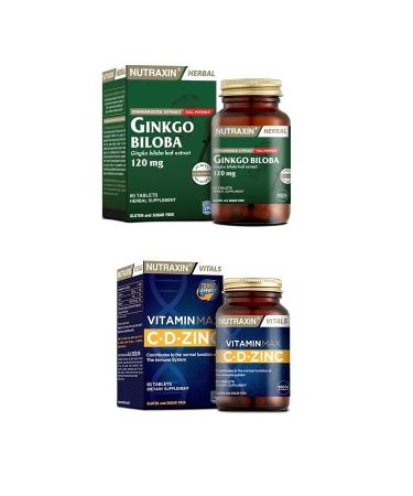 Nutraxin Ginkgo Biloba 60 Tablets + Vitamin Max (c d Zinc) 60 Tablets