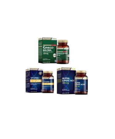 Nutraxin Ginkgo Biloba 60 Tablets + Vitamin Max (c d zinc) 60 Tablets + Alpha Lipoic Acid 60 Tablets