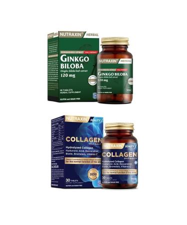 Nutraxin Ginkgo Biloba 60 Tablets and Hydrolyzed Collagen 30 Tablets