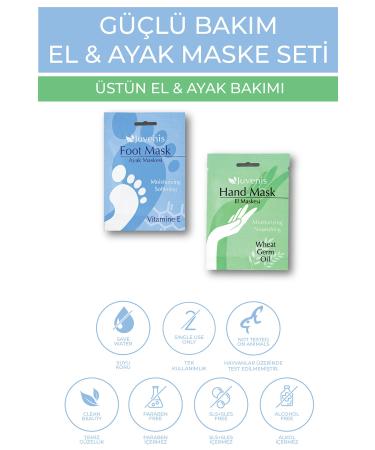 Juvenis Hand and Foot Mask Set Wheat Oil Vitamin E Moisturizing Anti-Crack 2-Piece Powerful Care Set