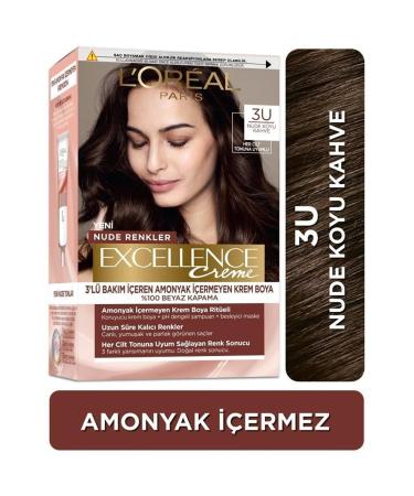 L'Oreal Paris Excellence Creme Nude Colors Hair Dye 3u Nude Dark Brown