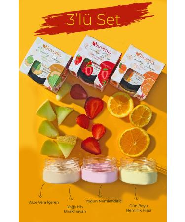 Juvenis Intensive Moisturizing Skin Soothing 3-Piece Set Aloevera Orange Melon and Strawberry Scented Hand Cream 50ml