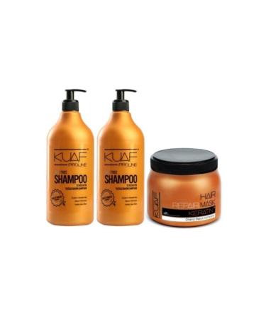 Kuaf Salt-Free Shampoo 1000 ml X 2 Pieces and Keratin Mask 500 ml
