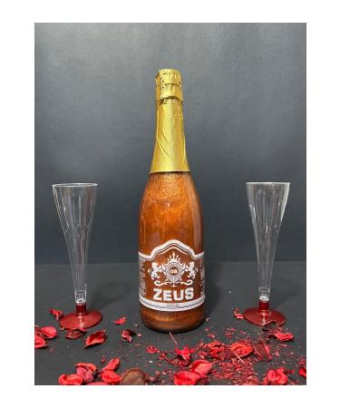 OS ZEUS Mixed Fruit Flavored Non-Alcoholic Carbonated Drink and 2 Glasses