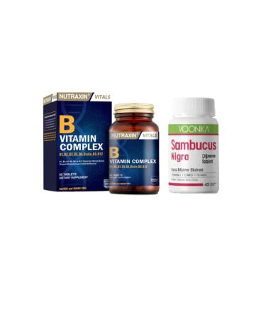 Nutraxin B Vitamin Complex 60 Tablets + Voonka Sambucus Nigra 42 Chewable Tablets