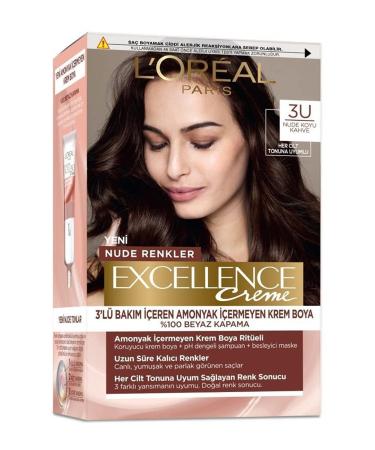 L'Oreal Paris Excellence Creme Nude Colors Hair Dye 3u Nude Dark Brown - Buy Online on GoSupps.com