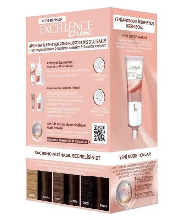 L'Oreal Paris Excellence Creme Nude Colors Hair Dye 3u Nude Dark Brown - Buy Online on GoSupps.com