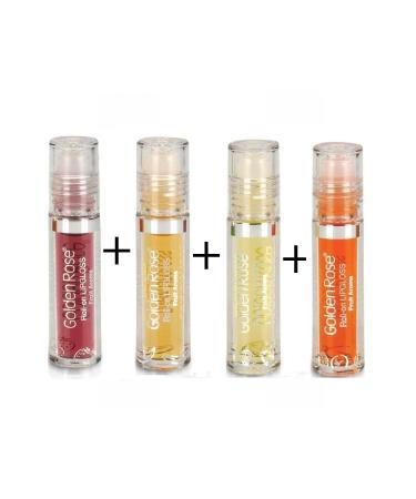 Golden Rose Lip Gloss Strawberry + Orange + Banana + Lemon 4-pack.