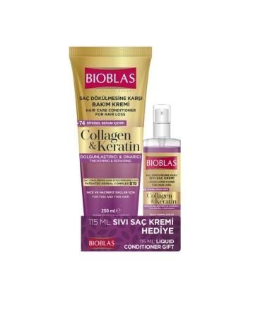 Bioblas Anti-Hair Loss Care Cream 250ml Collagen&keratin 115 Ml Liquid Hair Conditioner Gift!!!