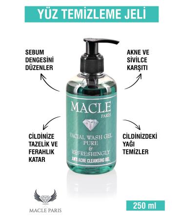 Macle Paris Anti-Acne and Pimple Salicylic Acid Foaming Facial Cleansing Purifying and Refreshing Gel 250 ml
