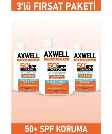 AXWELL Spf 50+ 3-Piece Deal Set Anti-Stain Moisturizing High Protection Sun Cream 100 ml