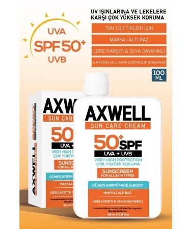 AXWELL Spf 50+ 3-Piece Deal Set Anti-Stain Moisturizing High Protection Sun Cream 100 ml - Buy Online on GoSupps.com