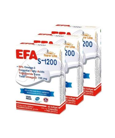 New Life Efa S-1200 Omega-3 45 Capsules 3 Pack