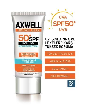 AXWELL Sun Care Cream Anti-Spot Sunscreen Very High Protection 50+ Spf 50 ml