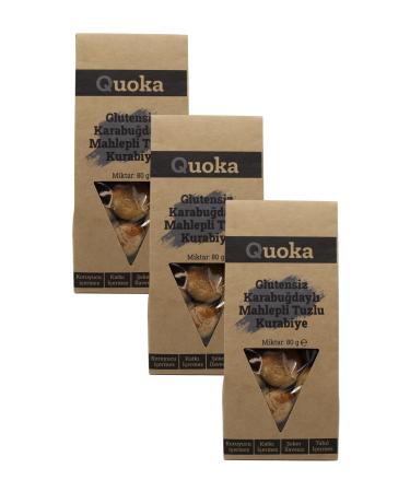 QUOKA Gluten-Free Sugar-Free Buckwheat Flour Salty Cookies with Black Cumin and Mahlep 3 Packs X 80gr