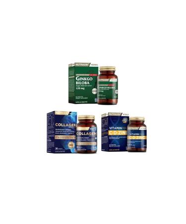 Nutraxin Ginkgo Biloba 60 Tablets + Hydrolyzed Collagen 30 Tablets + Vitamin Max (c d zinc)60 Tablets