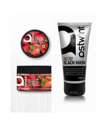 Ostwint Peeling Gel 300 Ml Strawberry Scrub & Peelable Black Mask 150 Ml