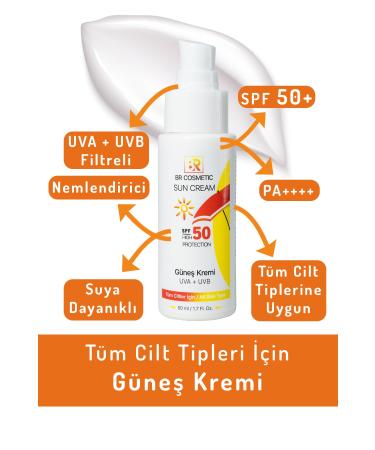 BR Bio Cosmetics Sun Cream for All Skin Types Uva + Uvb Spf 50+ - 50 Ml