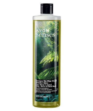 Avon Senses Escape to the Wild Men's Shower Gel for Hair Body and Face 500 Ml.