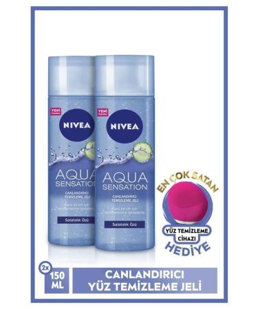 NIVEA Aqua Sensation Refreshing Facial Cleansing Gel 2x200ml With Forever Facial Cleansing Device