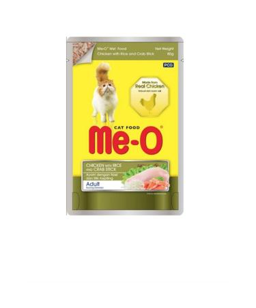 me-o Meo Chicken Rice and Crab Meat Cat Pouch Food 80 Gr X 12 Pieces