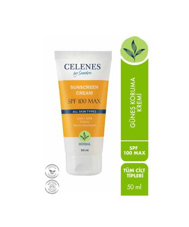 Celenes by Sweden Spf 100 Maximum Protection Sunscreen Cream Natural For All Skin Type Spf 100 Max Herbal 50ml