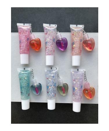 Zetmoda Heart Lip Gloss 6 Pieces Lip Gloss Lip Balm Lip Oil Shiny Glitter