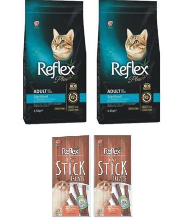 Reflex Sterilized Salmon Sterilized Cat Food (1.5 Kg X 2 Pieces) Salmon Reward Stick (3x5 Grams) 2 pieces