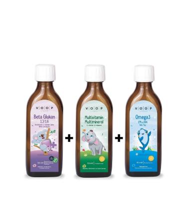 VOOP Multivitamin Multimineral Syrup - 150 ml & Omega 3 Syrup - 150 ml & Beta Glucan Syrup - 150 ml