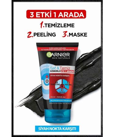 Garnier Pure & Clean Anti-Blackhead Charcoal 3 in 1 - Buy Online on GoSupps.com
