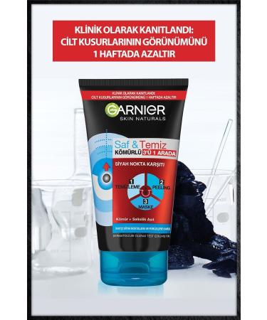 Garnier Pure & Clean Anti-Blackhead Charcoal 3 in 1 - Buy Online on GoSupps.com