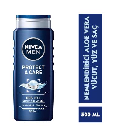 NIVEA Men's Shower Gel - Hair and Body Shampoo 500 ml Protect & Care - Buy Online on GoSupps.com
