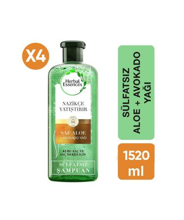 Herbal Essences Sulfate-Free Aloe And Avocado Shampoo 380 ml X4 Pcs