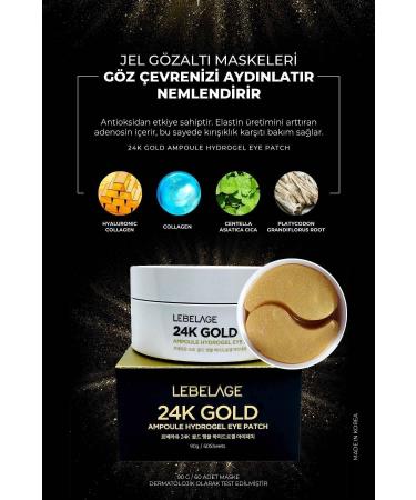 LEBELAGE 24k Anti-Puffiness Anti-Wrinkle and Brightening Eye Mask Gold Ampoule Hydrogel Eye Patch