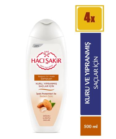 Hac akir Almond Shampoo for Dry Damaged Hair 500 Ml 4 Pieces