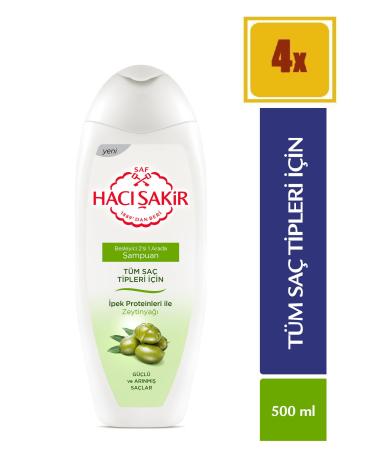 Hac akir Olive Oil Shampoo for All Hair Types 500 Ml 4 Pieces