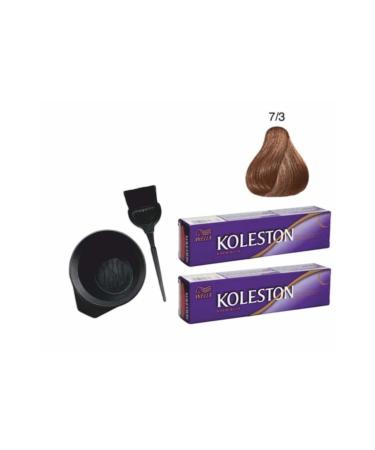 Wella Hair Dye 7/3 Hazelnut Shell 2 Pieces + Coloring Set